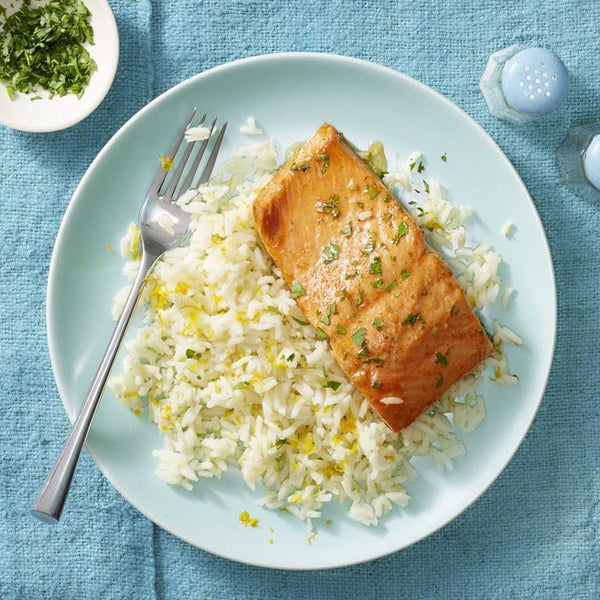 Garlic Butter Salmon and Citrus Rice