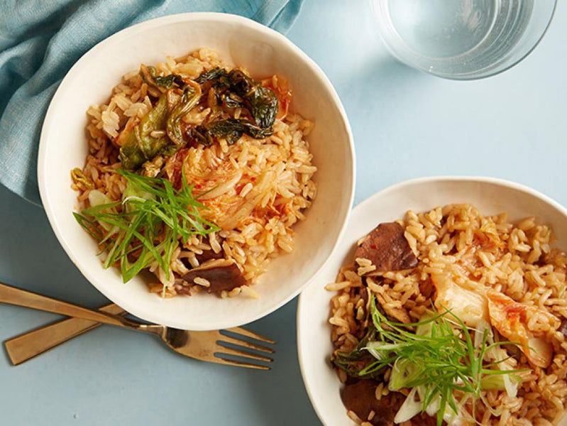 Mushroom and Kimchi Brown Rice